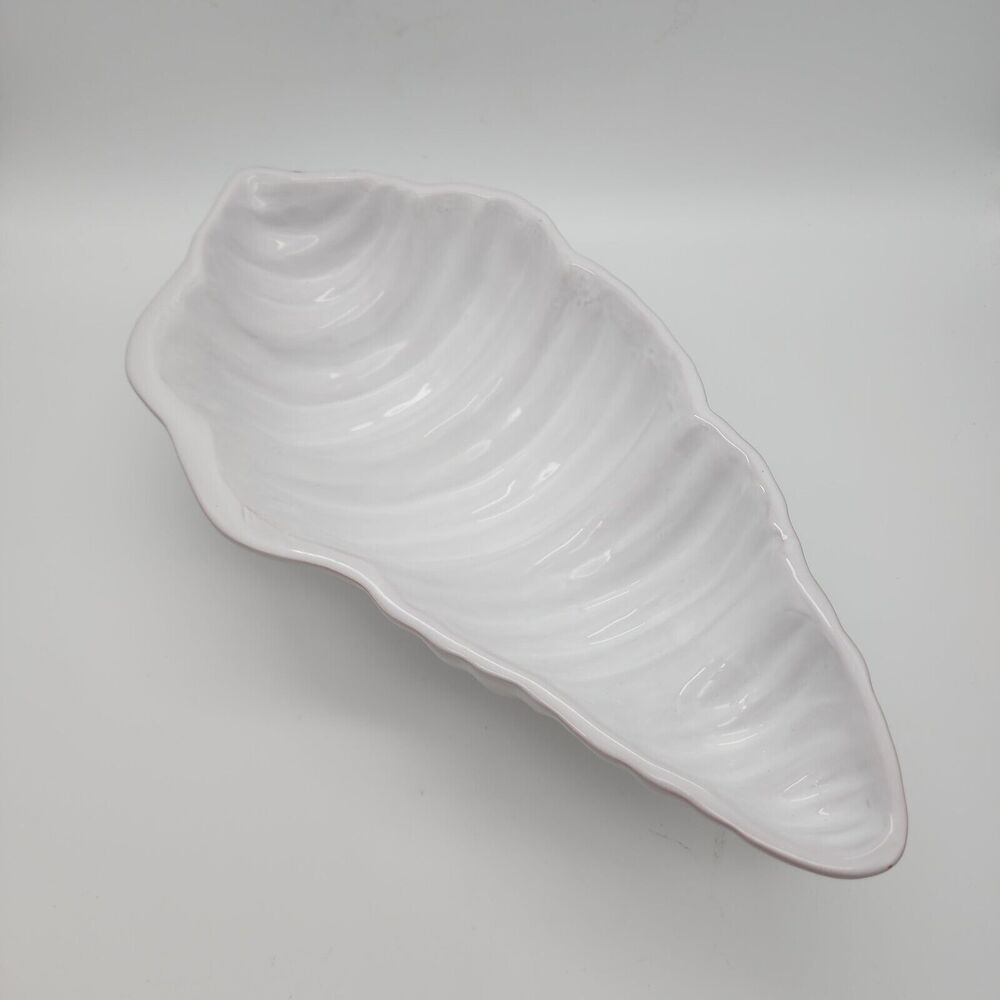 Mud Pie Sea Shell Bowl Milk Glazed Terracotta Nautical Beach House Decor 16x8"